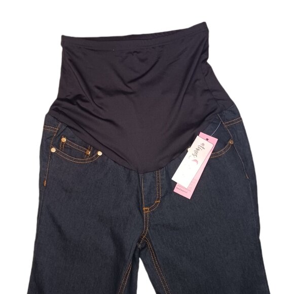 Times Two Maternity Jeans Size Small Pull On Stretch Belly Band Blue Jeans - Picture 7 of 7